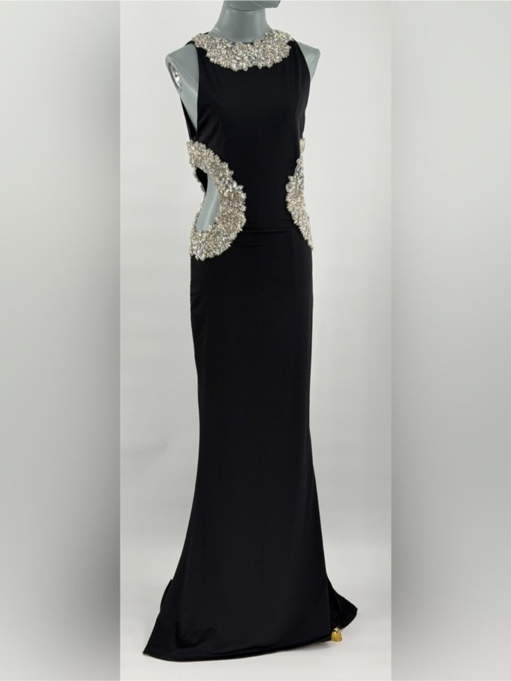 🆕 BRONX & BANCO 🧿 NWOT Camila Rhinestone Cut-Out Gown, Black - Sz L US 8 - Picture 3 of 15